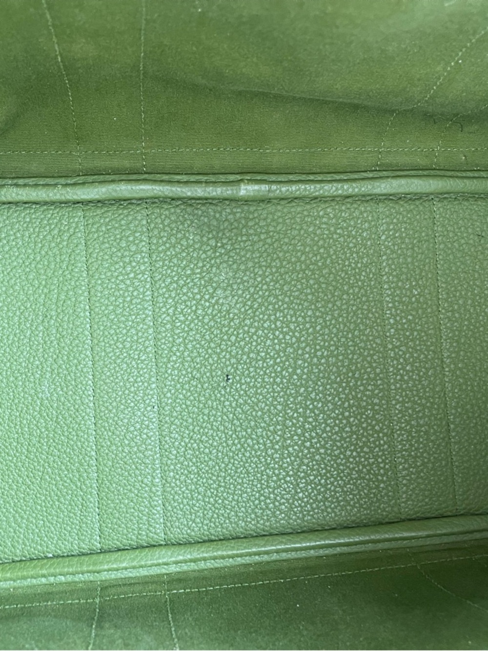 Auth Hermes Rare Olive Green Canvas Tote Bag with Leather Trim - Picture 5 of 12